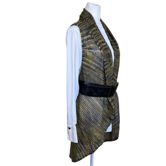 New Directions Boho Open Knit Crochet Waterfall Vest Duster Piratecore Indie L - Picture 5 of 16